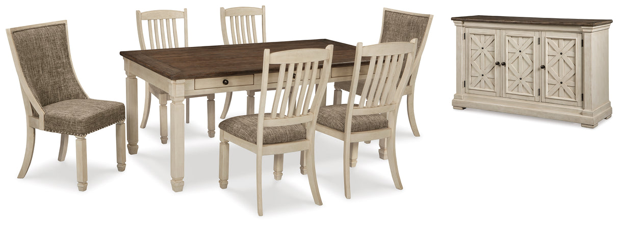 Bolanburg Two-tone Dining Table and 6 Chairs with Server from Ashley - Luna Furniture