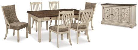 Bolanburg Two-tone Dining Table and 6 Chairs with Server from Ashley - Luna Furniture