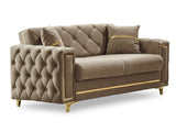 Bolivya Convertible Loveseat With Gold Legs in Beige from Furnia - Luna Furniture