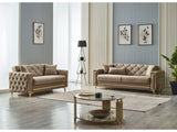 Bolivya Convertible Loveseat With Gold Legs in Beige from Furnia - Luna Furniture