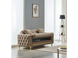 Bolivya Convertible Loveseat With Gold Legs in Beige from Furnia - Luna Furniture