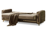 Bolivya Convertible Sofa With Gold Legs in Beige from Furnia - Luna Furniture