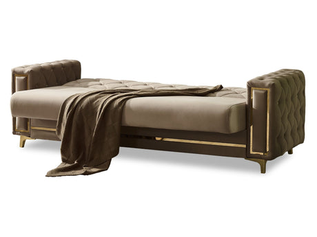 Bolivya Convertible Sofa With Gold Legs in Beige from Furnia - Luna Furniture