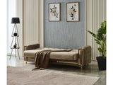 Bolivya Convertible Sofa With Gold Legs in Beige from Furnia - Luna Furniture