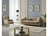 Bolivya Convertible Sofa With Gold Legs in Beige from Furnia - Luna Furniture