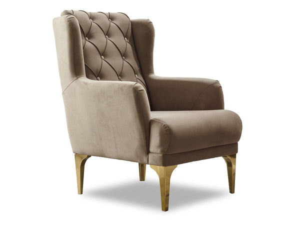 Bolivya Chair With Gold Legs in Beige