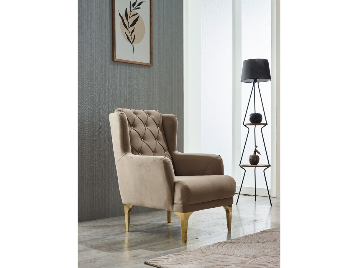 Bolivya Chair With Gold Legs in Beige from Furnia - Luna Furniture