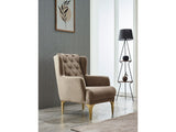 Bolivya Chair With Gold Legs in Beige from Furnia - Luna Furniture