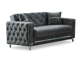 Bolivya Convertible Loveseat With Silver Legs in Grey from Furnia - Luna Furniture