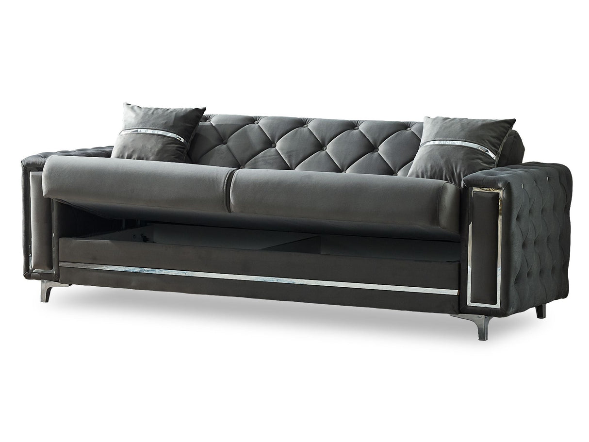 Bolivya Convertible Sofa With Silver Legs in Grey from Furnia - Luna Furniture