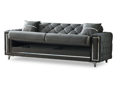Bolivya Convertible Sofa With Silver Legs in Grey from Furnia - Luna Furniture