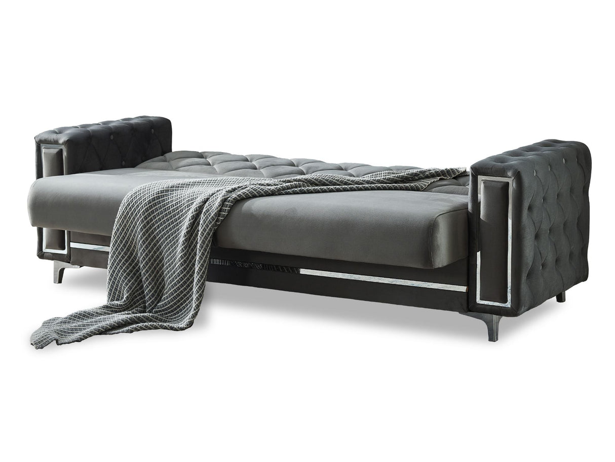 Bolivya Convertible Sofa With Silver Legs in Grey from Furnia - Luna Furniture