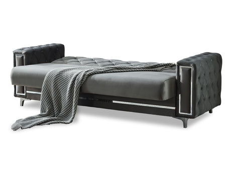 Bolivya Convertible Sofa With Silver Legs in Grey from Furnia - Luna Furniture