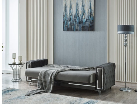 Bolivya Convertible Sofa With Silver Legs in Grey from Furnia - Luna Furniture