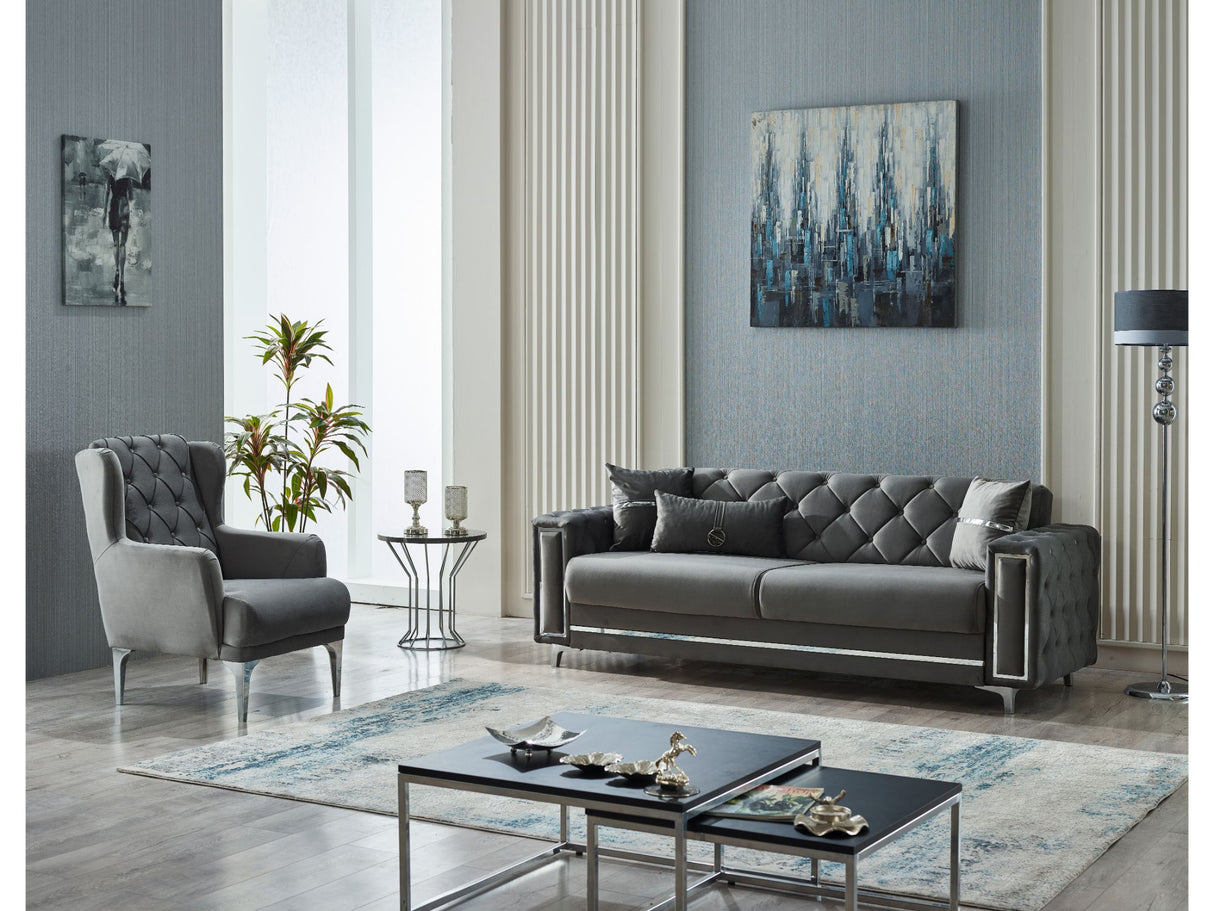 Bolivya 3-pieces (Sofa & Loveseat & Chair) Livingroom Set in Grey from Furnia - Luna Furniture