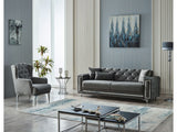 Bolivya Chair With Silver Leg in Grey from Furnia - Luna Furniture