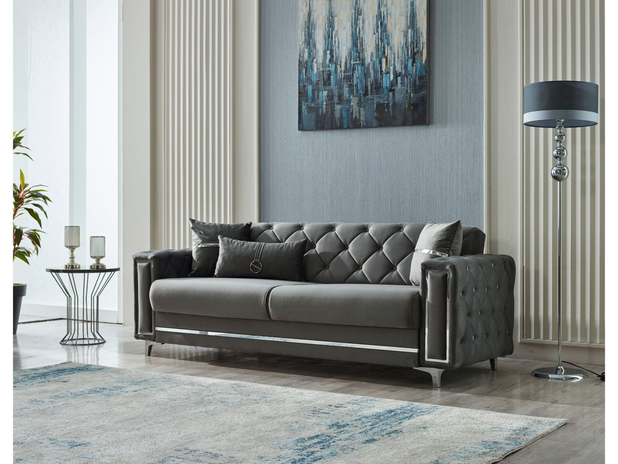 Bolivya Convertible Sofa With Silver Legs in Grey from Furnia - Luna Furniture