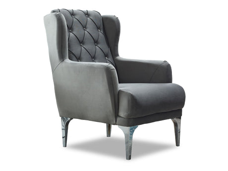 Bolivya Chair With Silver Leg in Grey from Furnia - Luna Furniture
