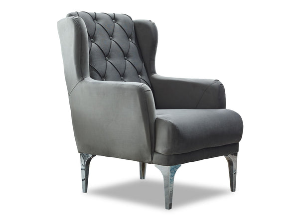 Bolivya Chair With Silver Leg in Grey