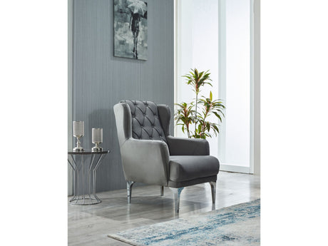 Bolivya Chair With Silver Leg in Grey from Furnia - Luna Furniture
