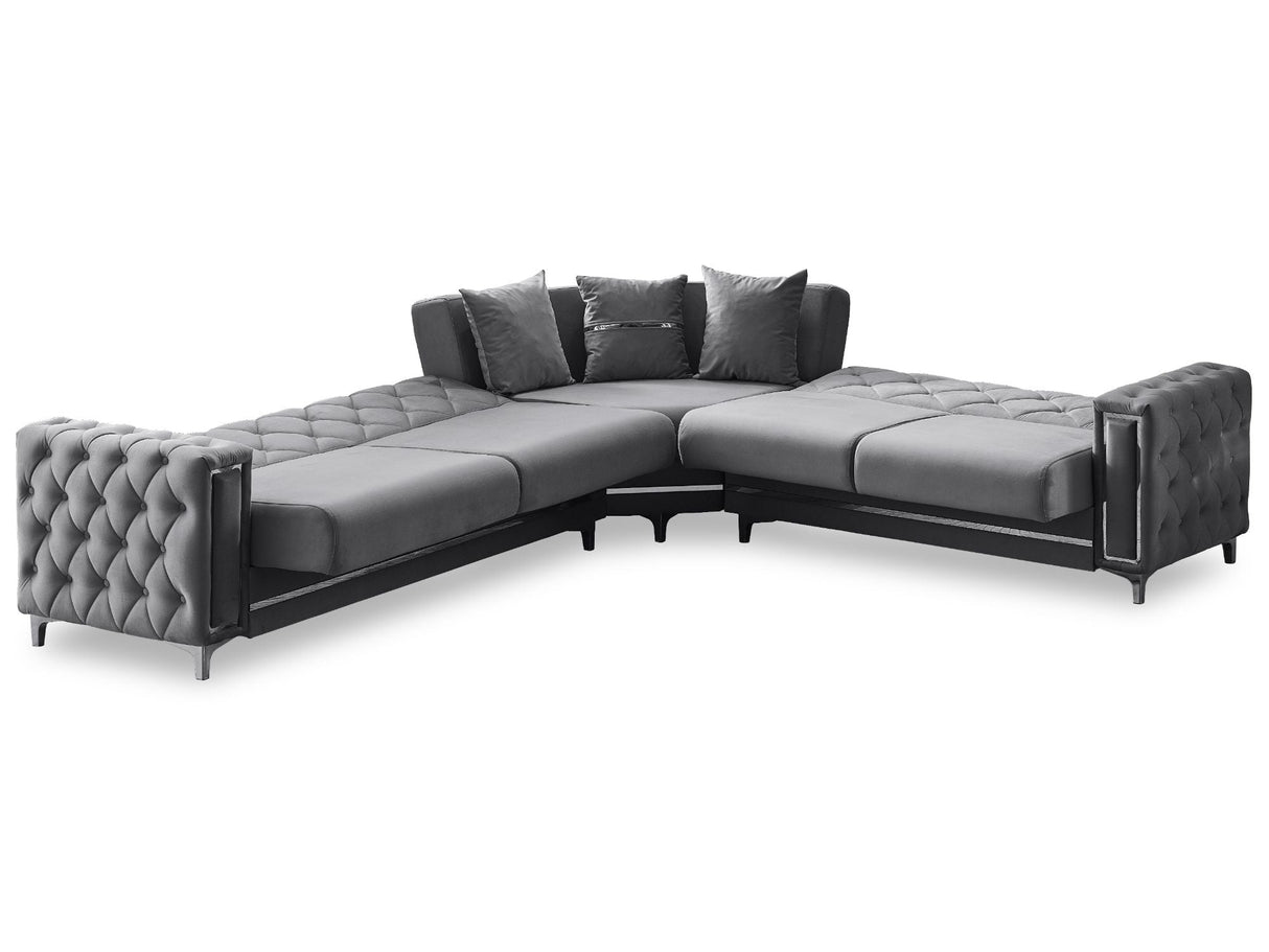 Bolivya Convertible Sectional Sofa in Grey from Furnia - Luna Furniture