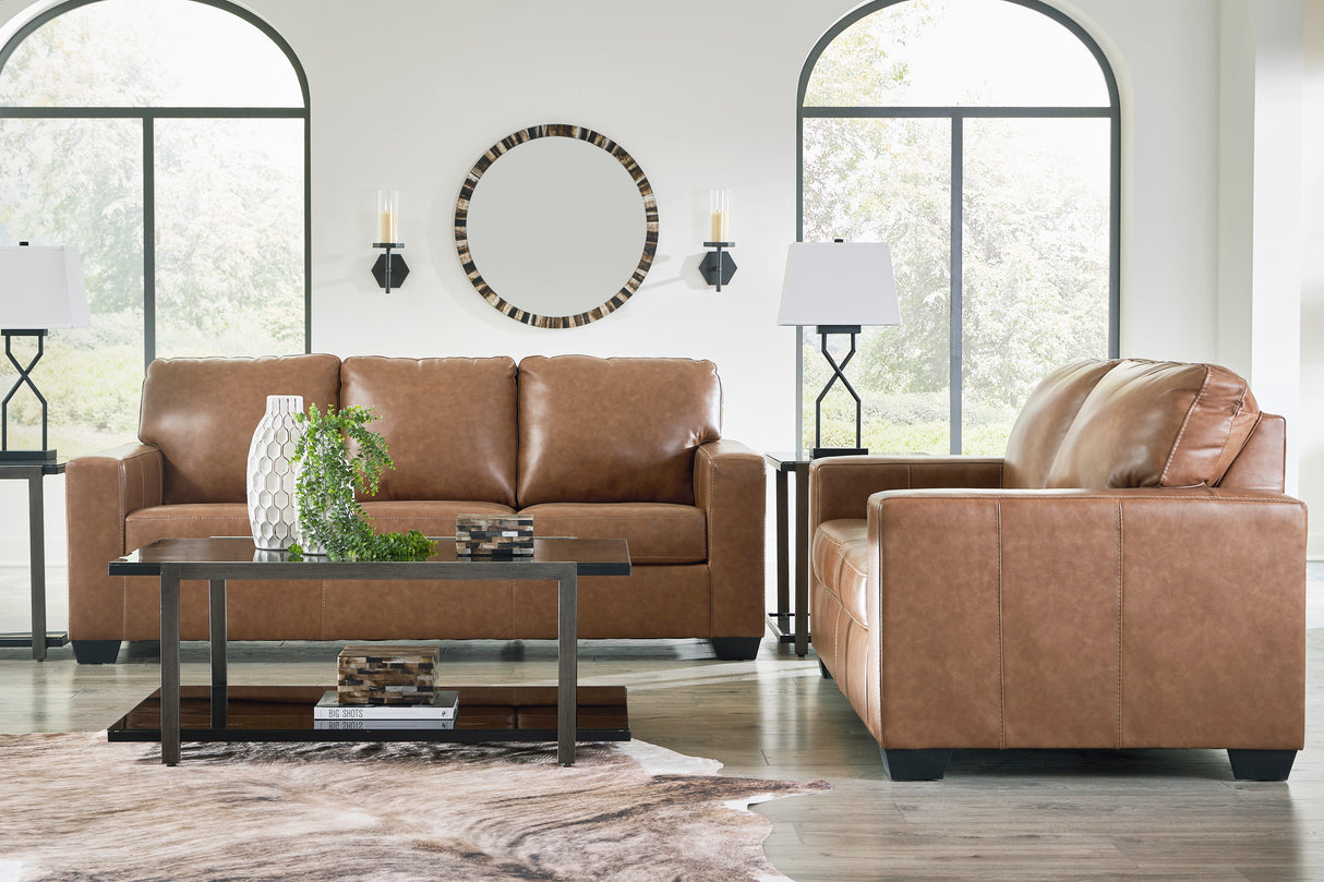 Bolsena Caramel Leather Living Room Set from Ashley - Luna Furniture