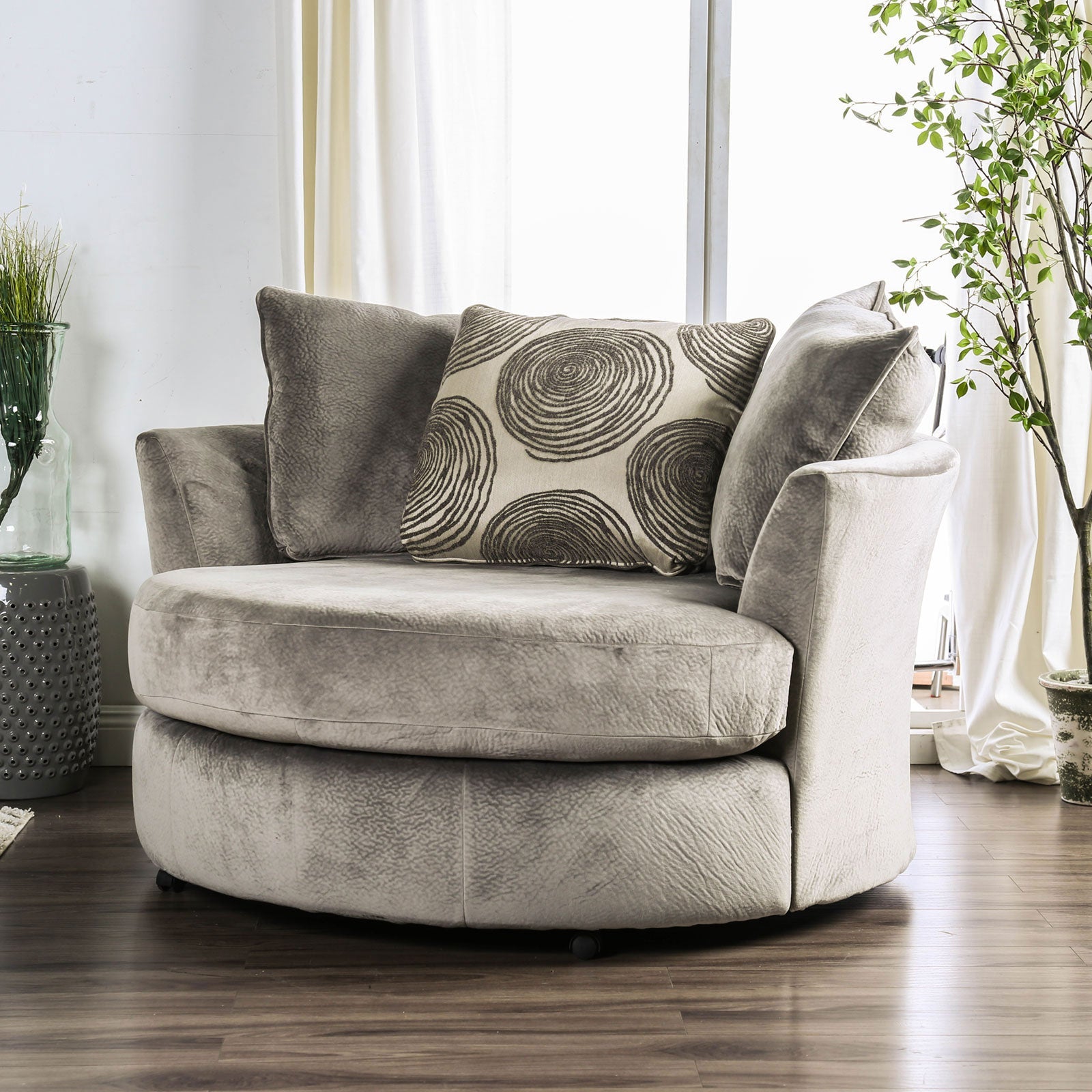 Furniture of America Bonaventura Gray/Pattern Swivel Chair – Luna