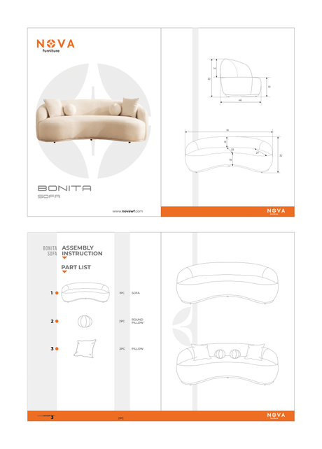 Bonita Ivory Velvet Living Room Set from Nova Furniture - Luna Furniture