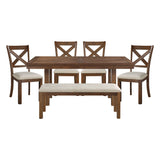 Bonner Brown/Beige 6-Piece 68" Dining Set from Homelegance - Luna Furniture