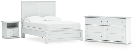 Bostwick Shoals Full Panel Bed with Dresser and Nightstand in White from Ashley - Luna Furniture