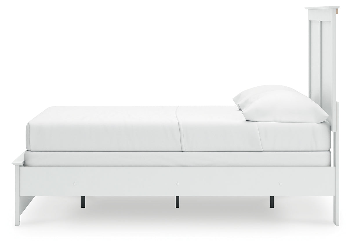 Bostwick Shoals Full Panel Bed with Mirrored Dresser, Chest and 2 Nightstands in White from Ashley - Luna Furniture