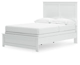 Bostwick Shoals Full Panel Bed with Mirrored Dresser, Chest and 2 Nightstands in White from Ashley - Luna Furniture