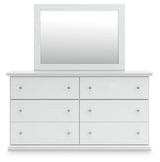 Bostwick Shoals Full Panel Bed with Mirrored Dresser, Chest and Nightstand in White from Ashley Furniture - Luna Furniture