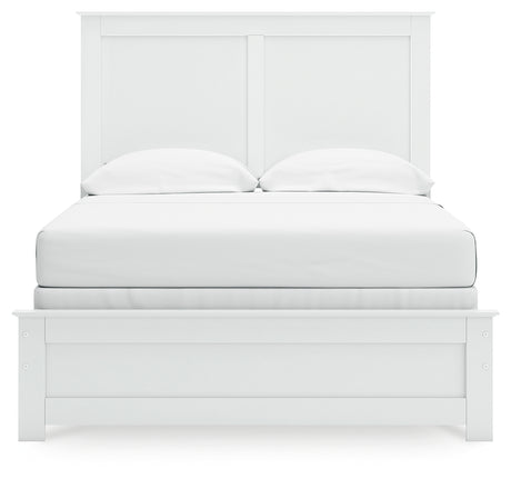 Bostwick Shoals Full Panel Bed with Mirrored Dresser, Chest and Nightstand in White from Ashley - Luna Furniture