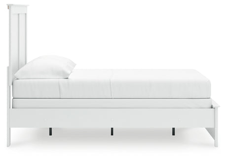 Bostwick Shoals Full Panel Bed with Mirrored Dresser, Chest and Nightstand in White from Ashley - Luna Furniture