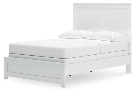 Bostwick Shoals Full Panel Bed with Mirrored Dresser, Chest and Nightstand in White from Ashley - Luna Furniture