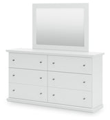 Bostwick Shoals Full Panel Bed with Mirrored Dresser, Chest and Nightstand in White from Ashley Furniture - Luna Furniture