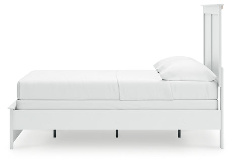 Bostwick Shoals Full Panel Bed with Mirrored Dresser and Nightstand in White from Ashley - Luna Furniture