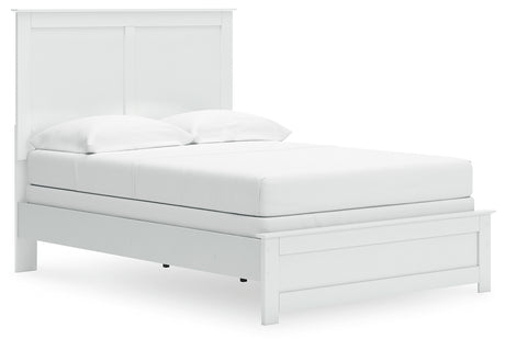 Bostwick Shoals Full Panel Bed with Mirrored Dresser in White from Ashley - Luna Furniture