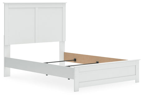 Bostwick Shoals Full Panel Bed with Mirrored Dresser in White from Ashley - Luna Furniture