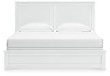 Bostwick Shoals King Panel Bed with Mirrored Dresser in White from Ashley - Luna Furniture