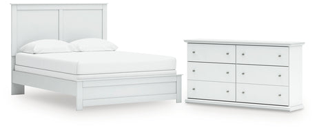 Bostwick Shoals Queen Panel Bed with Dresser in White from Ashley - Luna Furniture