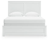 Bostwick Shoals Queen Panel Bed with Mirrored Dresser and 2 Nightstands in White from Ashley - Luna Furniture
