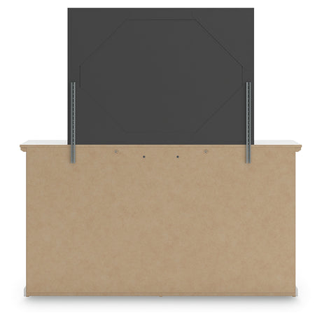 Bostwick Shoals Queen Panel Bed with Mirrored Dresser and Nightstand in White from Ashley - Luna Furniture