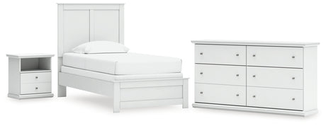 Bostwick Shoals Twin Panel Bed with Dresser and Nightstand in White from Ashley - Luna Furniture