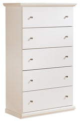 Bostwick Shoals Twin Panel Bed with Mirrored Dresser, Chest and Nightstand in White from Ashley - Luna Furniture