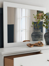 Bostwick Shoals Twin Panel Bed with Mirrored Dresser and 2 Nightstands in White from Ashley - Luna Furniture