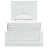 Bostwick Shoals Twin Panel Bed with Mirrored Dresser and Chest in White from Ashley - Luna Furniture