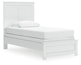 Bostwick Shoals Twin Panel Bed with Mirrored Dresser and Chest in White from Ashley - Luna Furniture