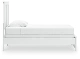 Bostwick Shoals Twin Panel Bed with Mirrored Dresser and Chest in White from Ashley - Luna Furniture